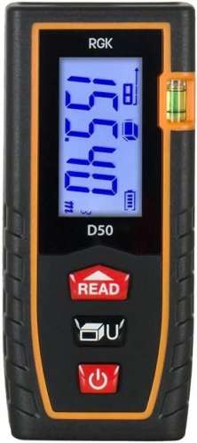 Лазерный дальномер RGK D50, 2 класс лазера, 635нм, луч красный [4610011871825]